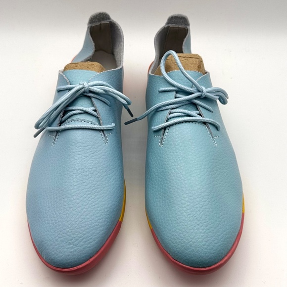 NWOT Lace-up Casual Flat Oxford Lightweight Blue Colourful Soles - Picture 7 of 13